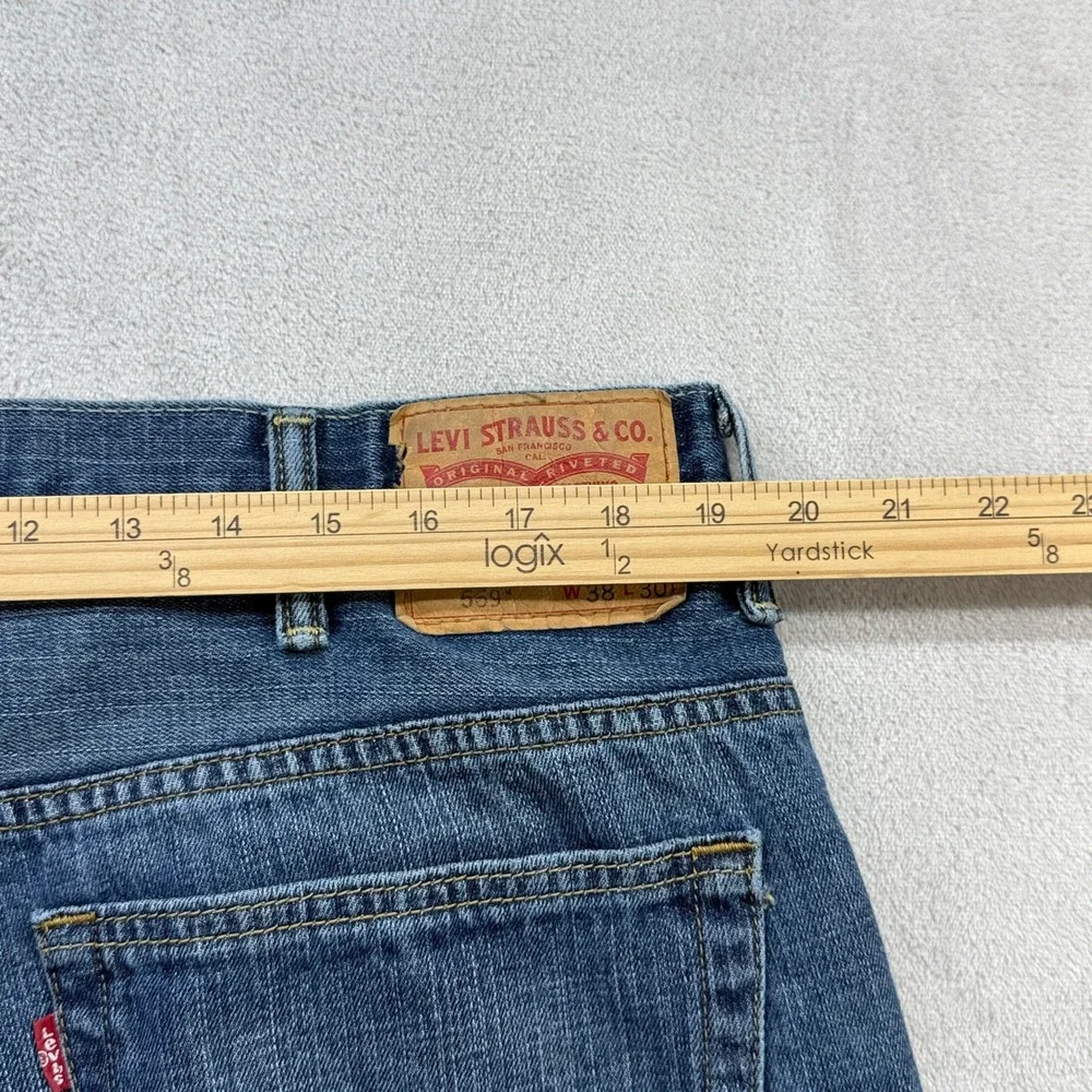 Levis 569 Loose Straight Jeans Mens 38x30 38x25 HEMMED Blue Relaxed Fit Denim